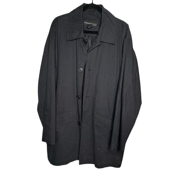 KENNETH COLE NEW YORK MENS BLACK RAIN OVERCOAT SIZE L - Picture 2 of 8